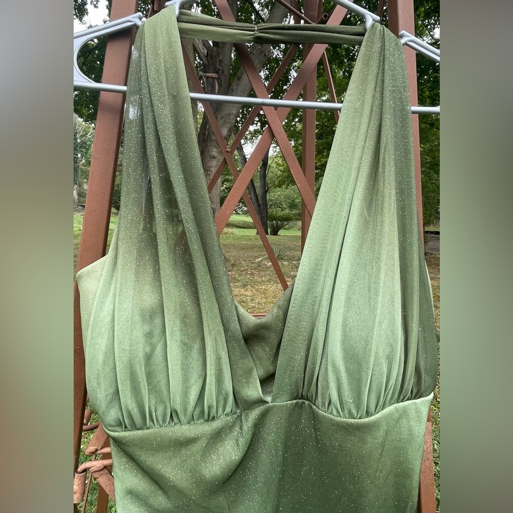 Taboo Olive Green Sparkle Maxi Dress